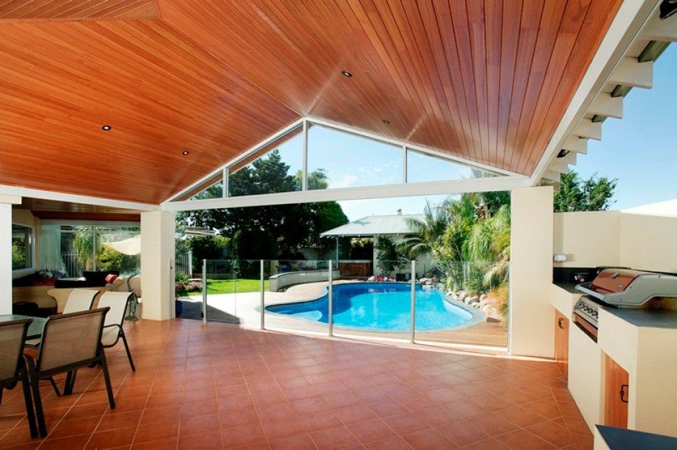 timber lined patio porch